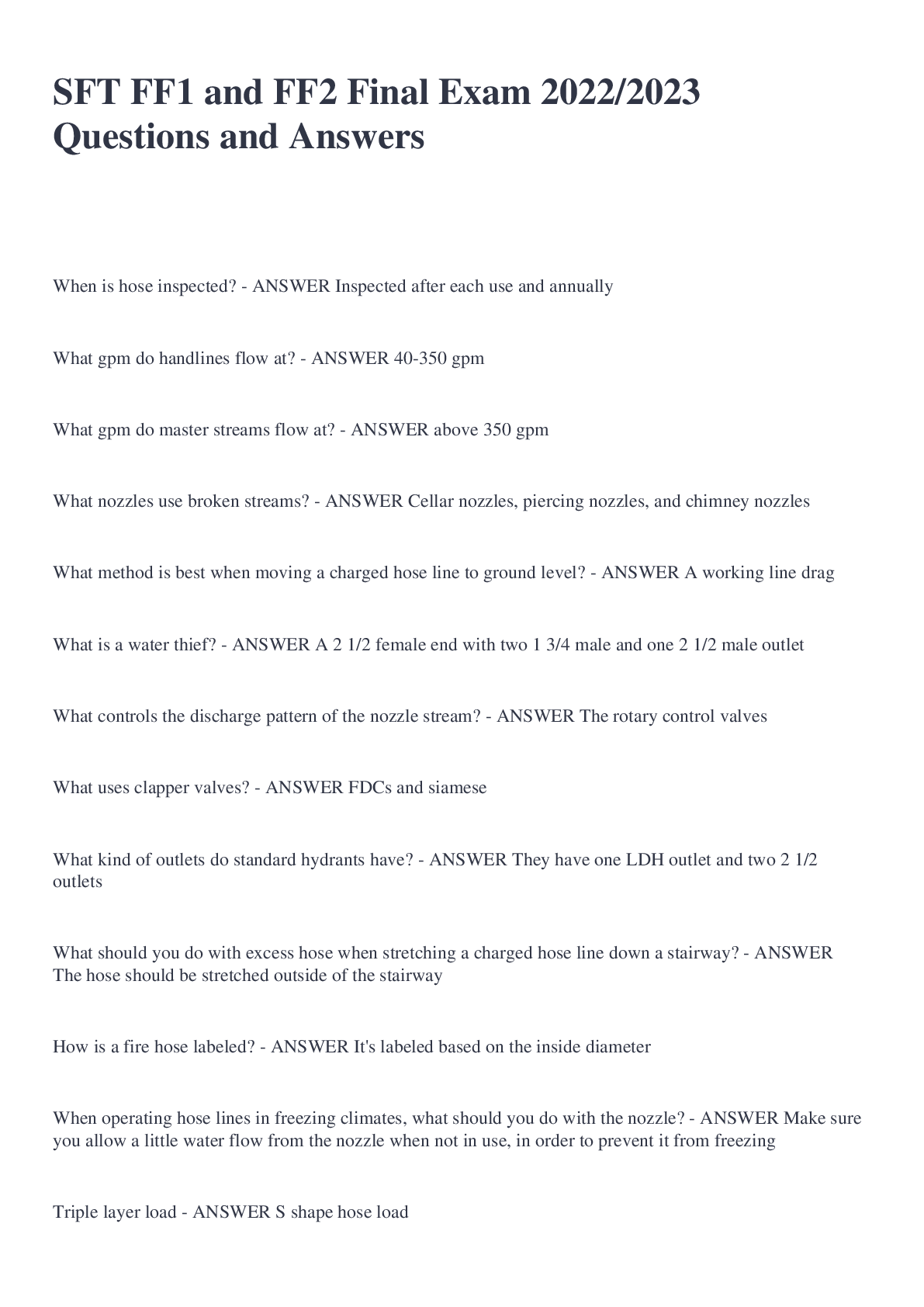 Preview image for SFT FF1 and FF2 Final Exam 2022/2023 Questions and Answers